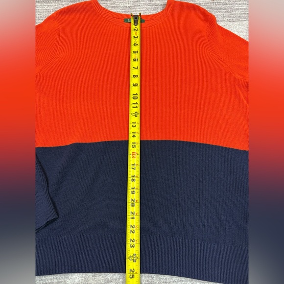 Lauren Ralph Lauren Orange Blue Knit Popover Sweater Women’s 2X Auburn Bears - Picture 5 of 8